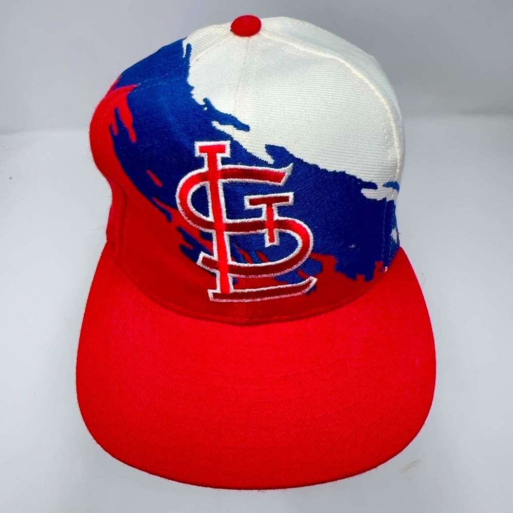 Vintage 90s Logo 7 St Louis Cardinals Splash Snapback Hat MLB Paint Splash OSFA